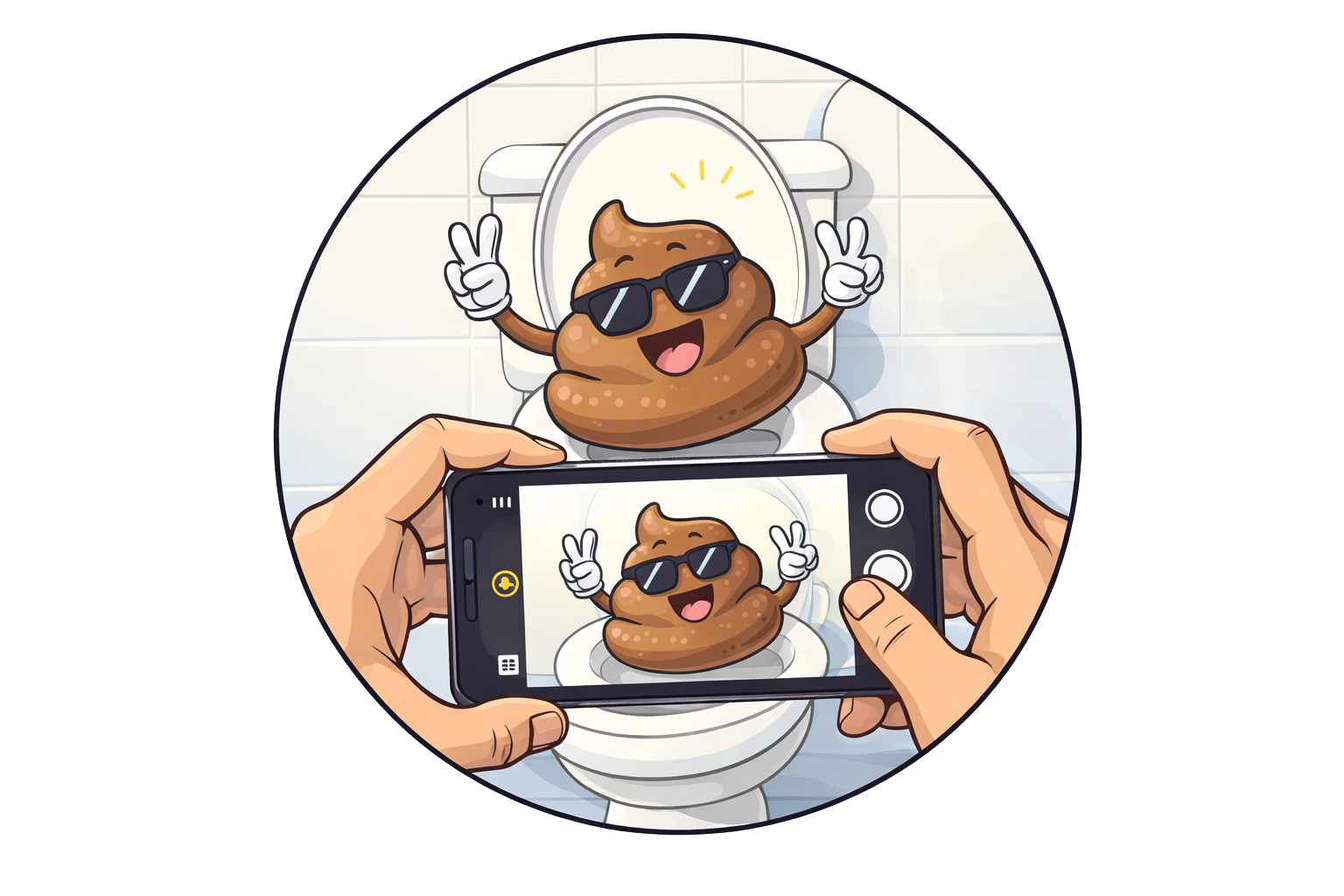 A phone taking a poop photo